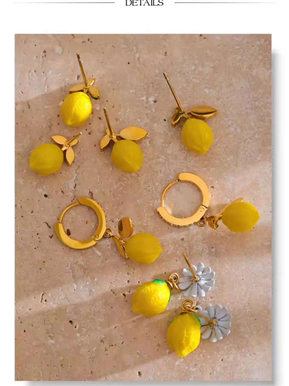 Maeve White Daisy Yellow Lemon Drop Earrings - Picture 3 of 7